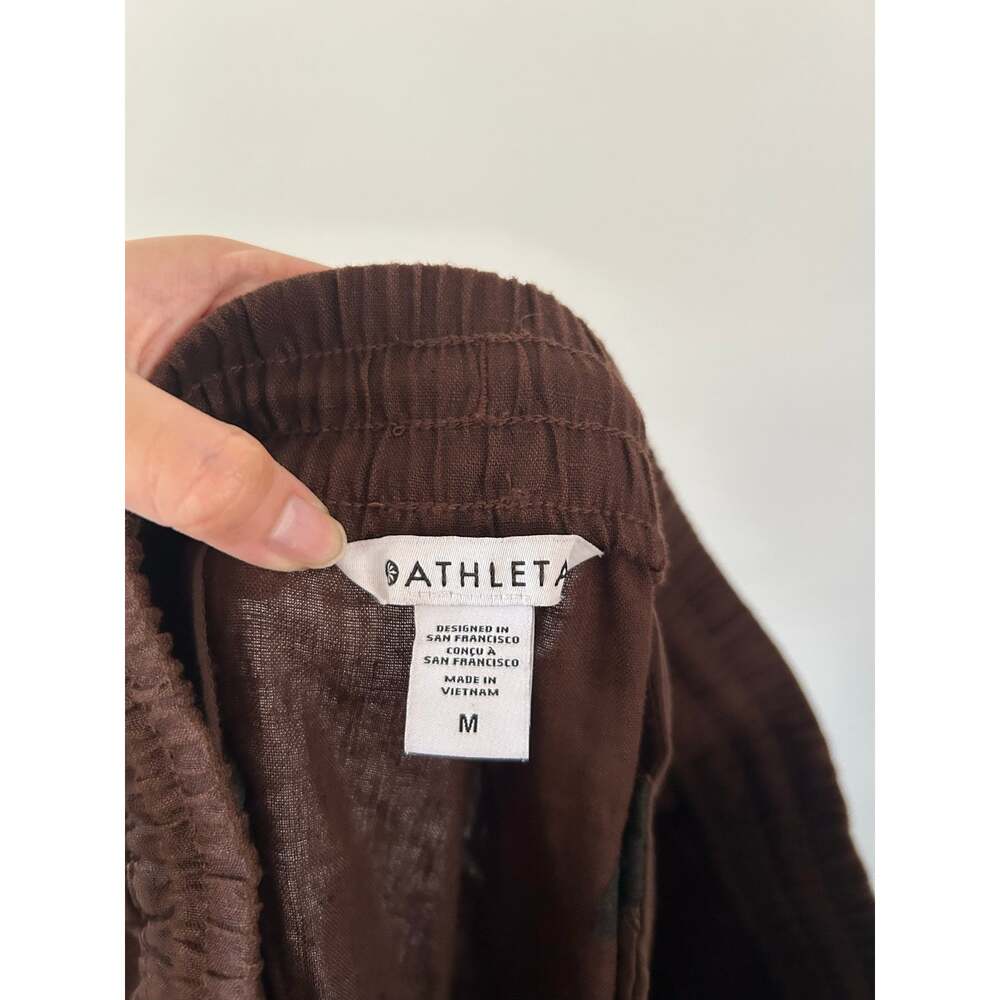 Athleta Retreat Linen High Rise Wide Leg Brown Pants NWT Size M - Picture 6 of 6
